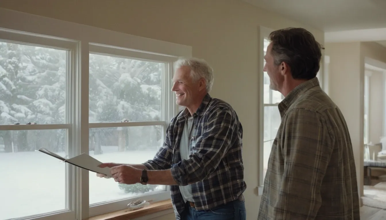 Friendly local provider showing a homeowner a new window sample in a Shelton living room